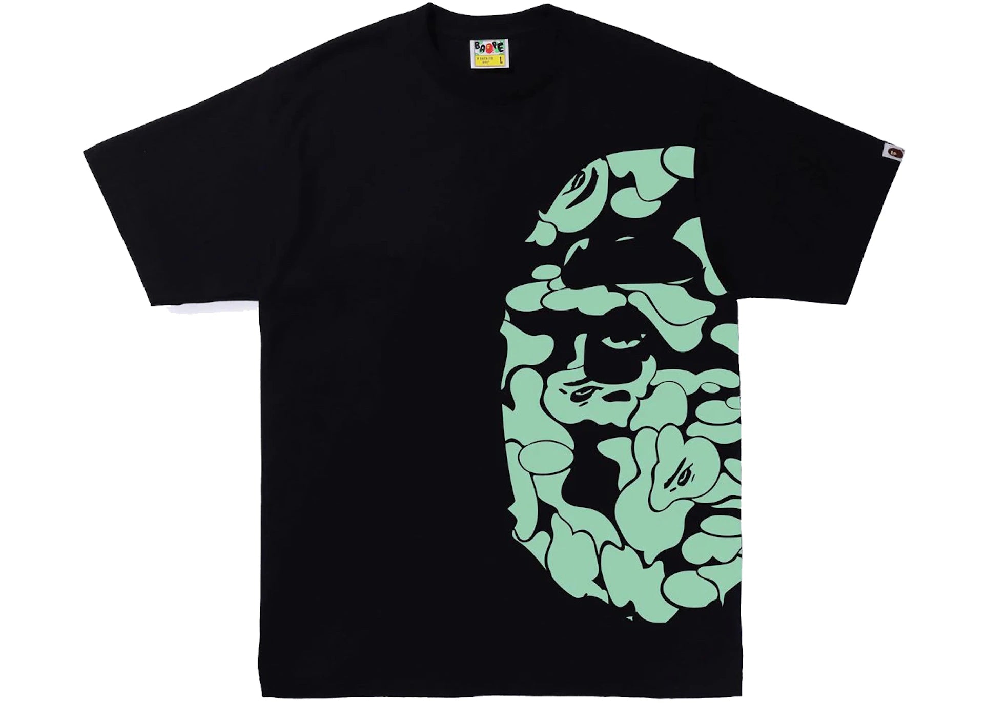 BAPE Text Code Camo Side Big Ape Head Tee Black